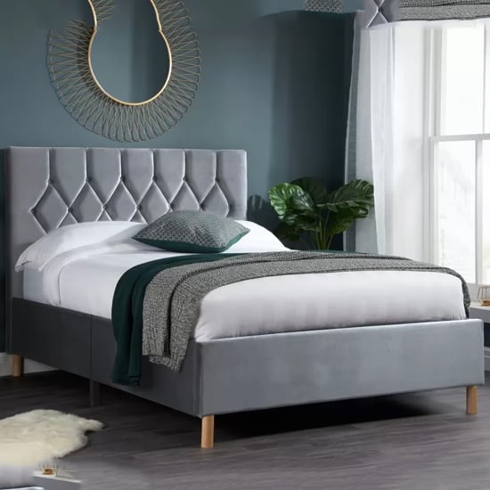 Laxly Fabric Small Double Bed In Grey