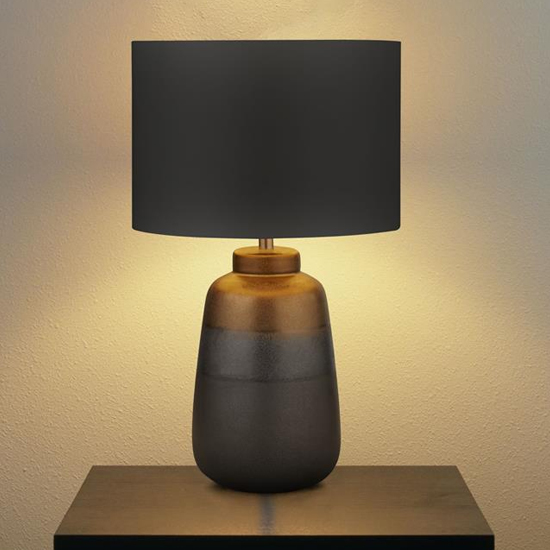 Read more about Layla dark grey shade table lamp with ombre ceramic base