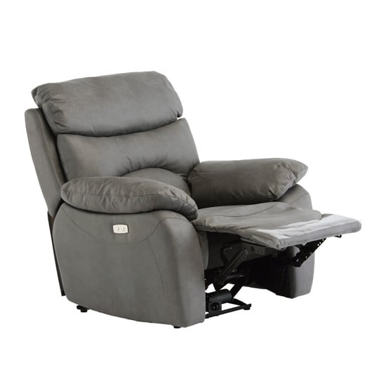 Layla Fabric Electric Recliner Armchair In Grey FiF