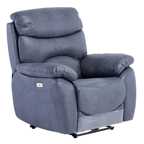 Layla Fabric Electric Recliner Armchair In Slate Blue