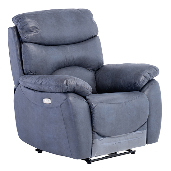 Layla Fabric Electric Recliner Armchair In Slate Blue Sale