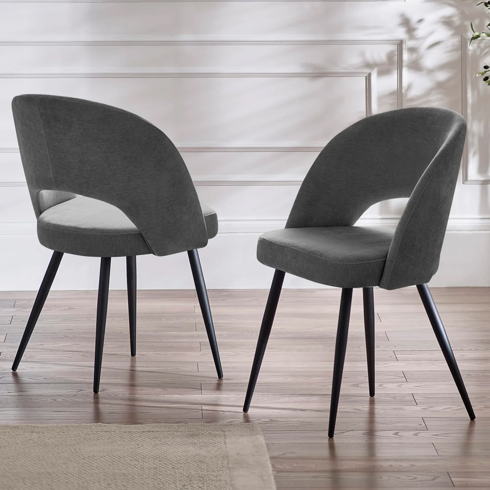 Layton Black Marble Effect Round Dining Table With 2 Erie Grey Chairs