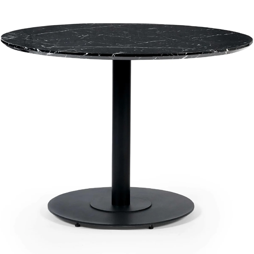 Layton Black Marble Effect Round Dining Table With 2 Mars Dark Grey Chairs