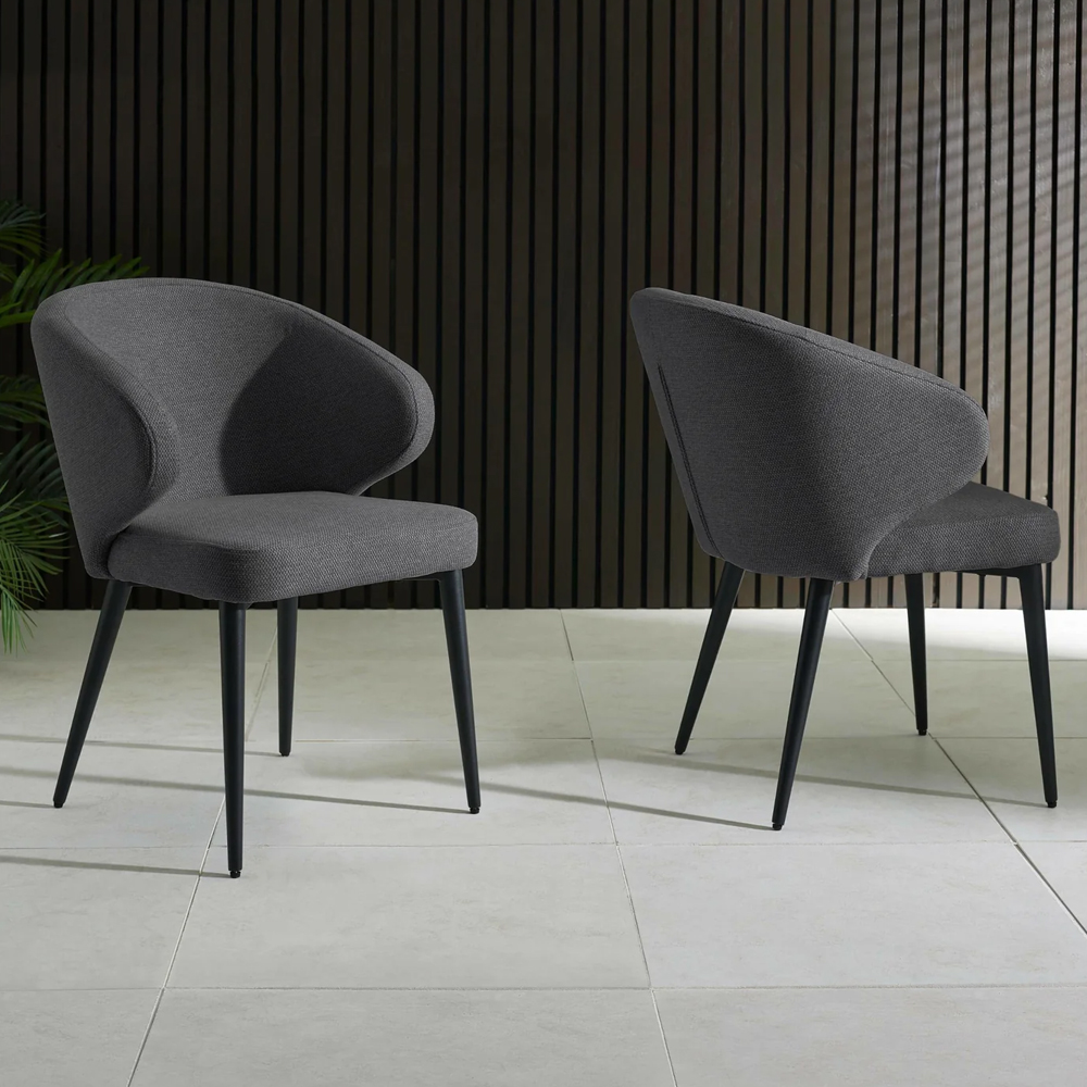 Layton Black Marble Effect Round Dining Table With 2 Mars Dark Grey Chairs