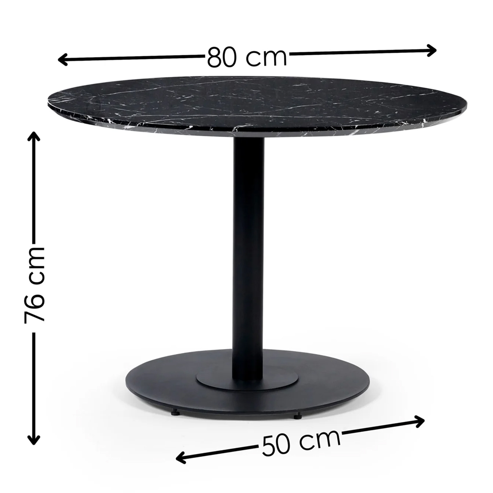 Layton Black Marble Effect Round Dining Table With 2 Mars Light Grey Chairs