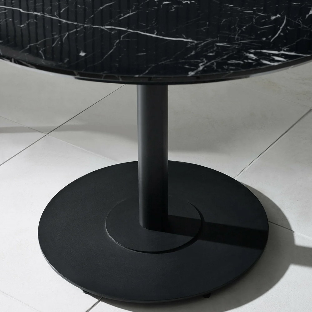 Layton 80cm Black Marble Effect Round Dining Table With Metal Base