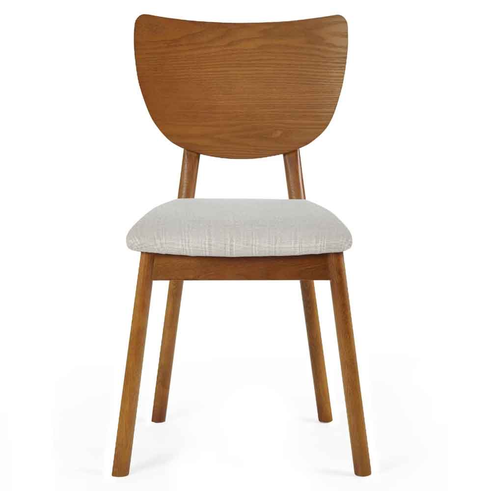 Layton Cherry Ash Wooden Dining Chairs with Fabric Seat in Pair