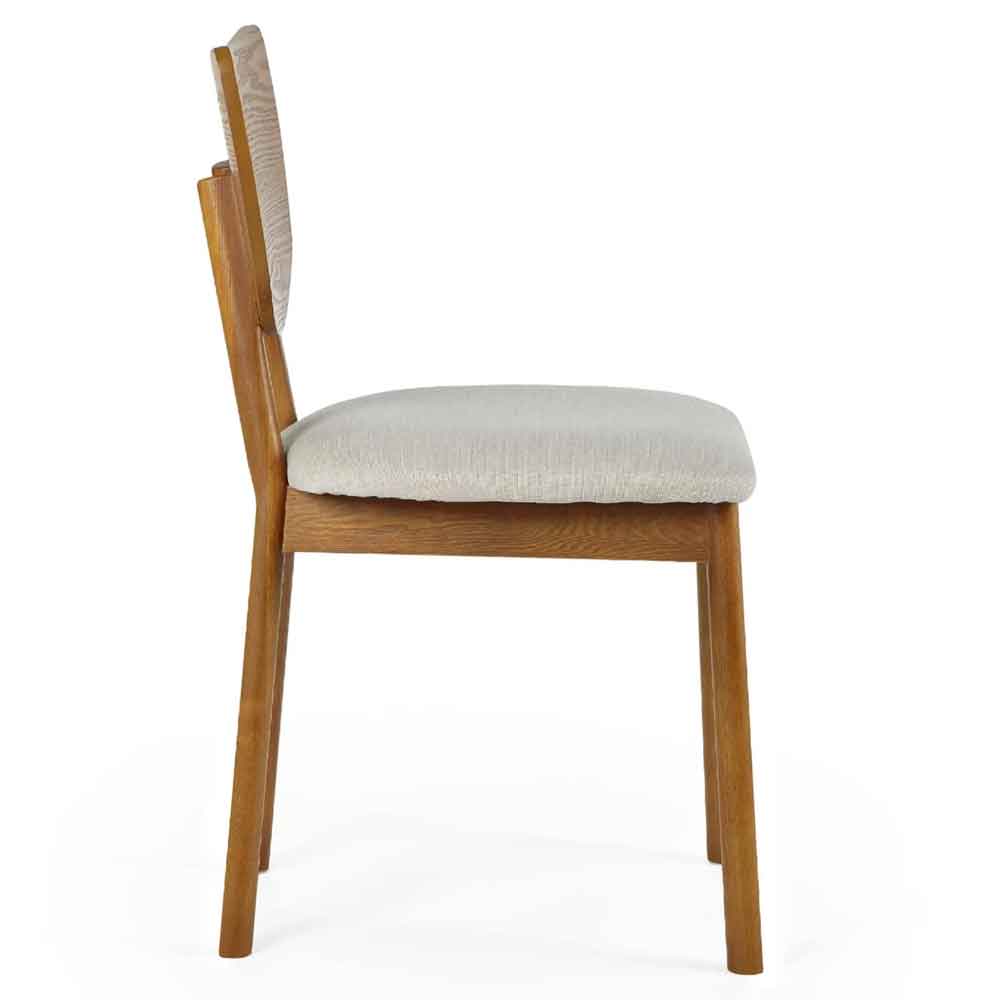 Layton Cherry Ash Wooden Dining Chairs with Fabric Seat in Pair