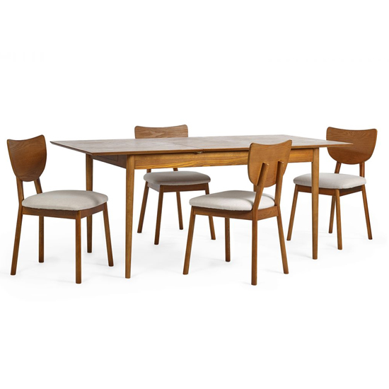 Layton Extending Wooden Dining Table With 4 Chairs In Cherry