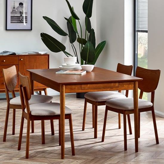 Product photograph of Layton Extending Wooden Dining Table With 4 Chairs In Cherry from Furniture in Fashion