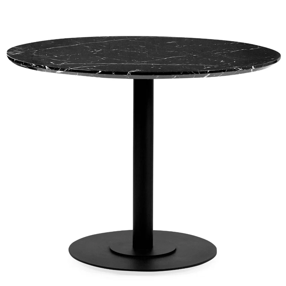 Layton Round Marble Effect Top Dining Table in Black