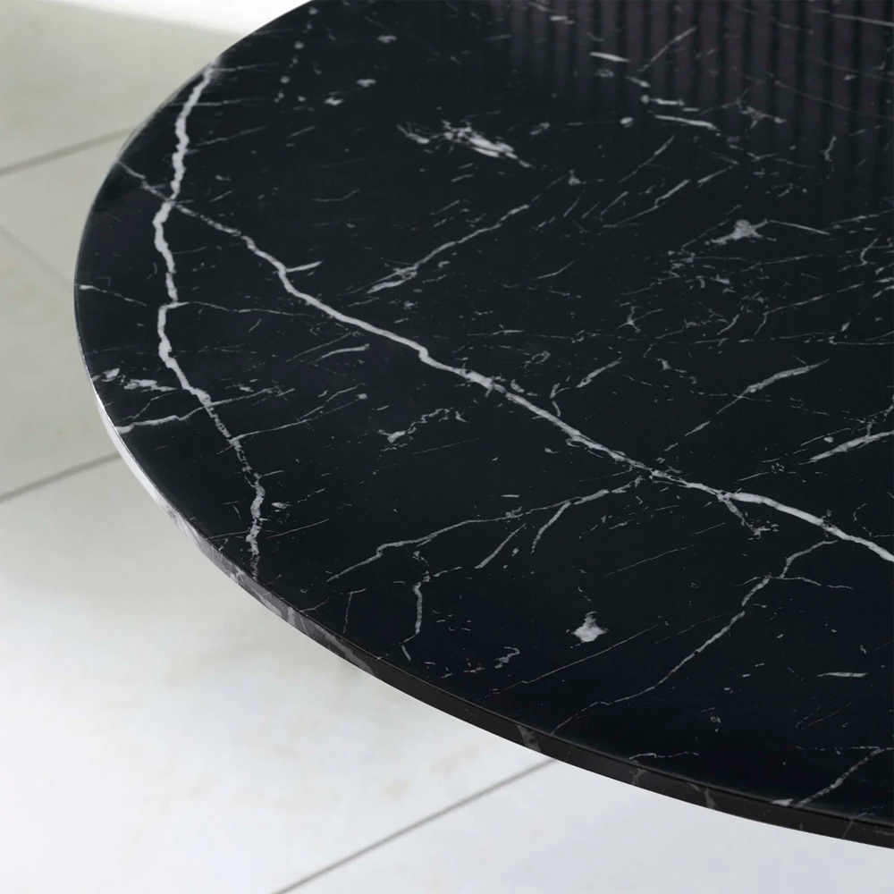 Layton Round Marble Effect Top Dining Table in Black