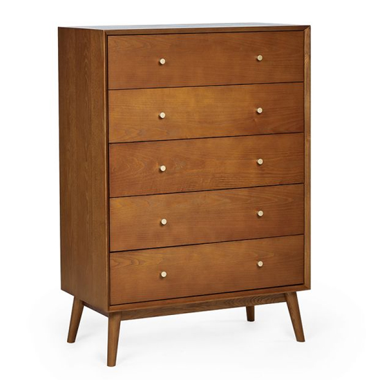 Layton Wooden Chest Of 5 Drawers Tall In Cherry