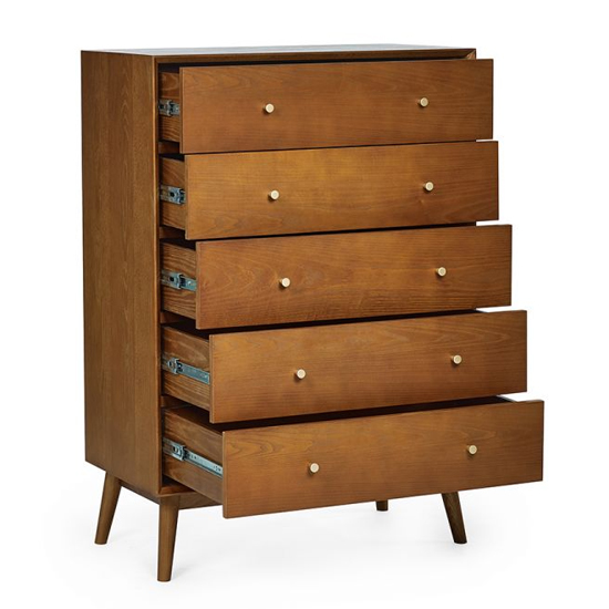 Layton Wooden Chest Of 5 Drawers Tall In Cherry