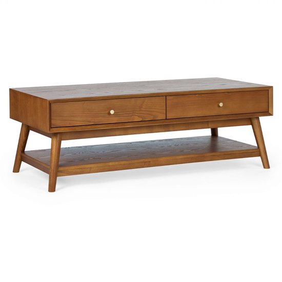 Layton Wooden Coffee Table With 2 Drawers In Cherry