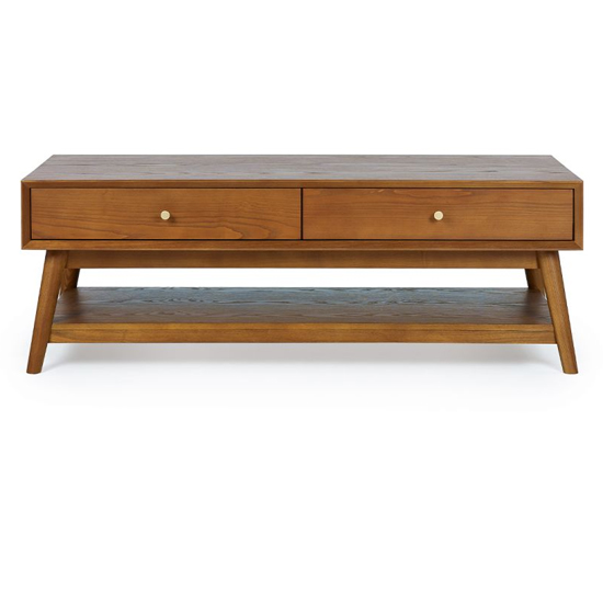 Layton Wooden Coffee Table With 2 Drawers In Cherry