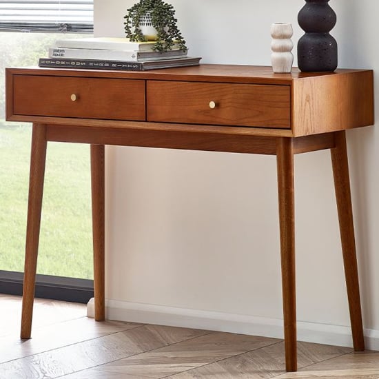 Layton Wooden Console Table With 2 Drawers In Cherry