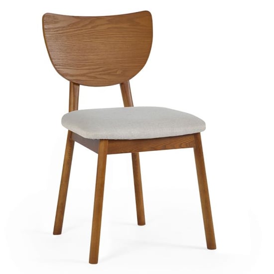 Layton Wooden Dining Chair In Cherry With Padded Seat