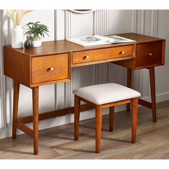 Product photograph of Layton Wooden Dressing Table With Stool In Cherry from Furniture in Fashion