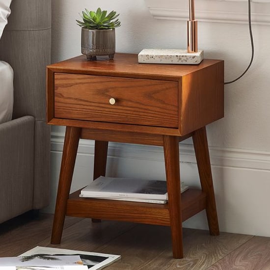 Product photograph of Layton Wooden Side Table With 1 Drawer In Cherry from Furniture in Fashion