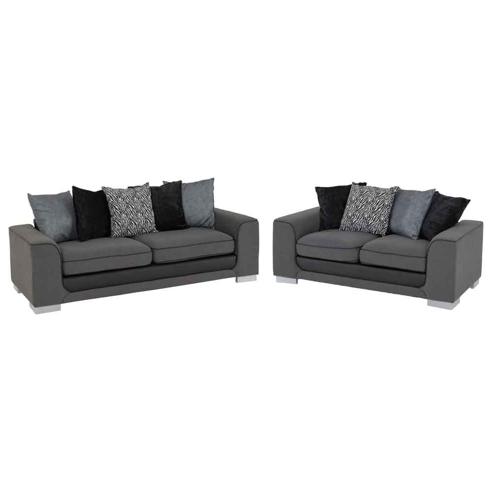 Lazaro Fabric 3+2 Seater Sofa In Light Grey