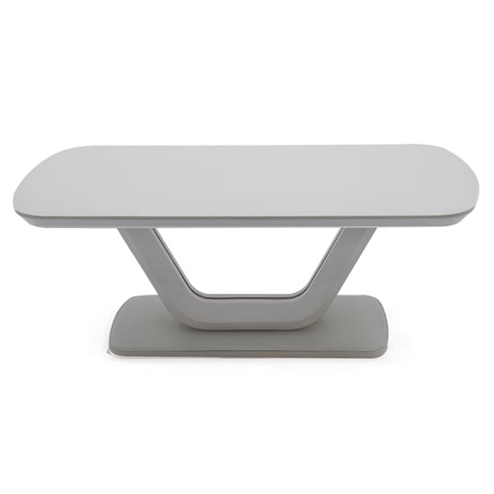 Product photograph of Lazaro Glass Top Coffee Table With Matt Light Grey Base from Furniture in Fashion