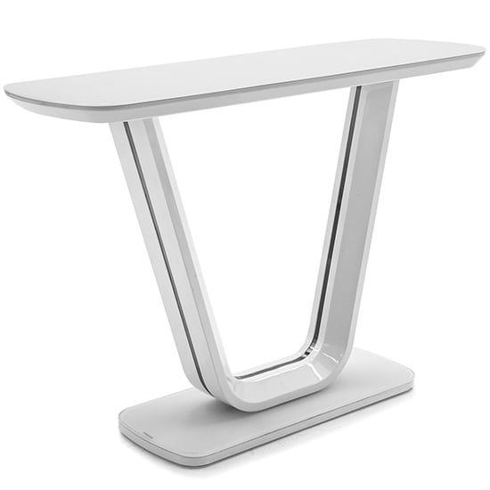 Product photograph of Lazaro Glass Top Console Table With White High Gloss Base from Furniture in Fashion