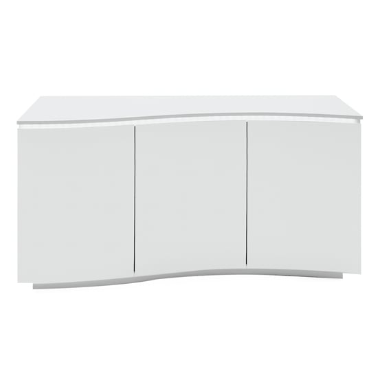 Lazaro High Gloss Sideboard In White With LED Light
