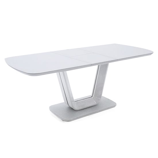 Product photograph of Lazaro Large Glass Extending Dining Table With White Gloss Base from Furniture in Fashion