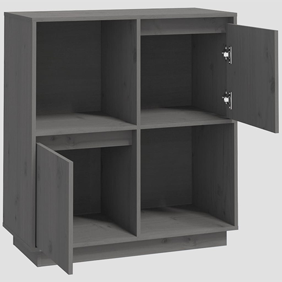 Lazaro Solid Pinewood Sideboard With 2 Doors In Grey