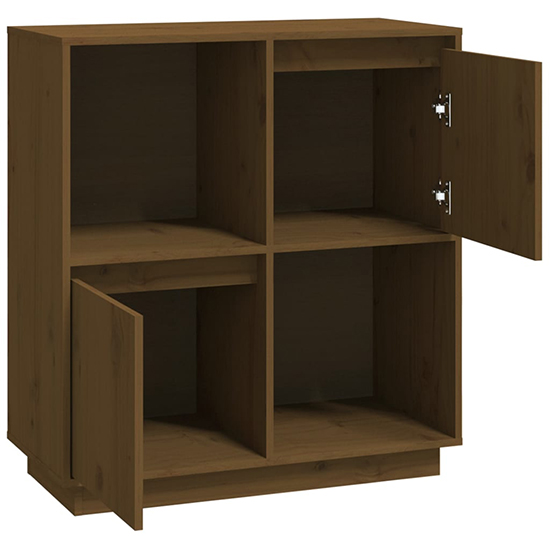 Lazaro Solid Pinewood Sideboard With 2 Doors In Honey Brown