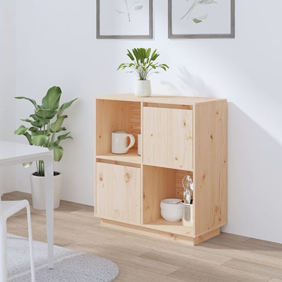 Lazaro Solid Pinewood Sideboard With 2 Doors In Natural_1