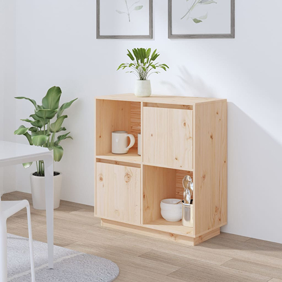 Photo of Lazaro solid pinewood sideboard with 2 doors in natural