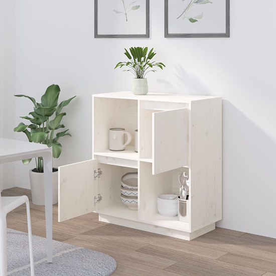 Lazaro Solid Pinewood Sideboard With 2 Doors In White