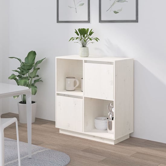 Lazaro Solid Pinewood Sideboard With 2 Doors In White_1