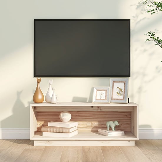 Product photograph of Lazaro Solid Pinewood Tv Stand With Undershelf In Natural from Furniture in Fashion