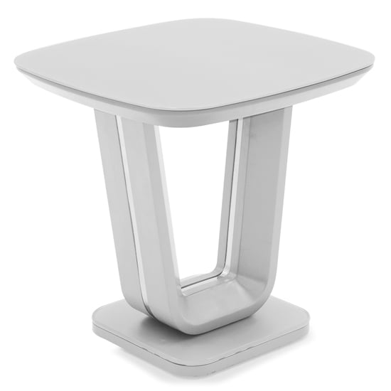 Product photograph of Lazaro Square Glass Top Lamp Table With White High Gloss Base from Furniture in Fashion