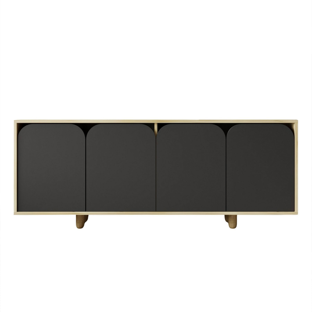 Lazio Wooden Sideboard with 4 Doors in Sapphire Oak and Anthracite