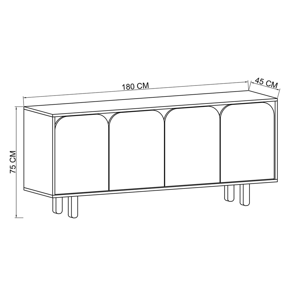 Lazio Wooden Sideboard with 4 Doors in Sapphire Oak and Anthracite