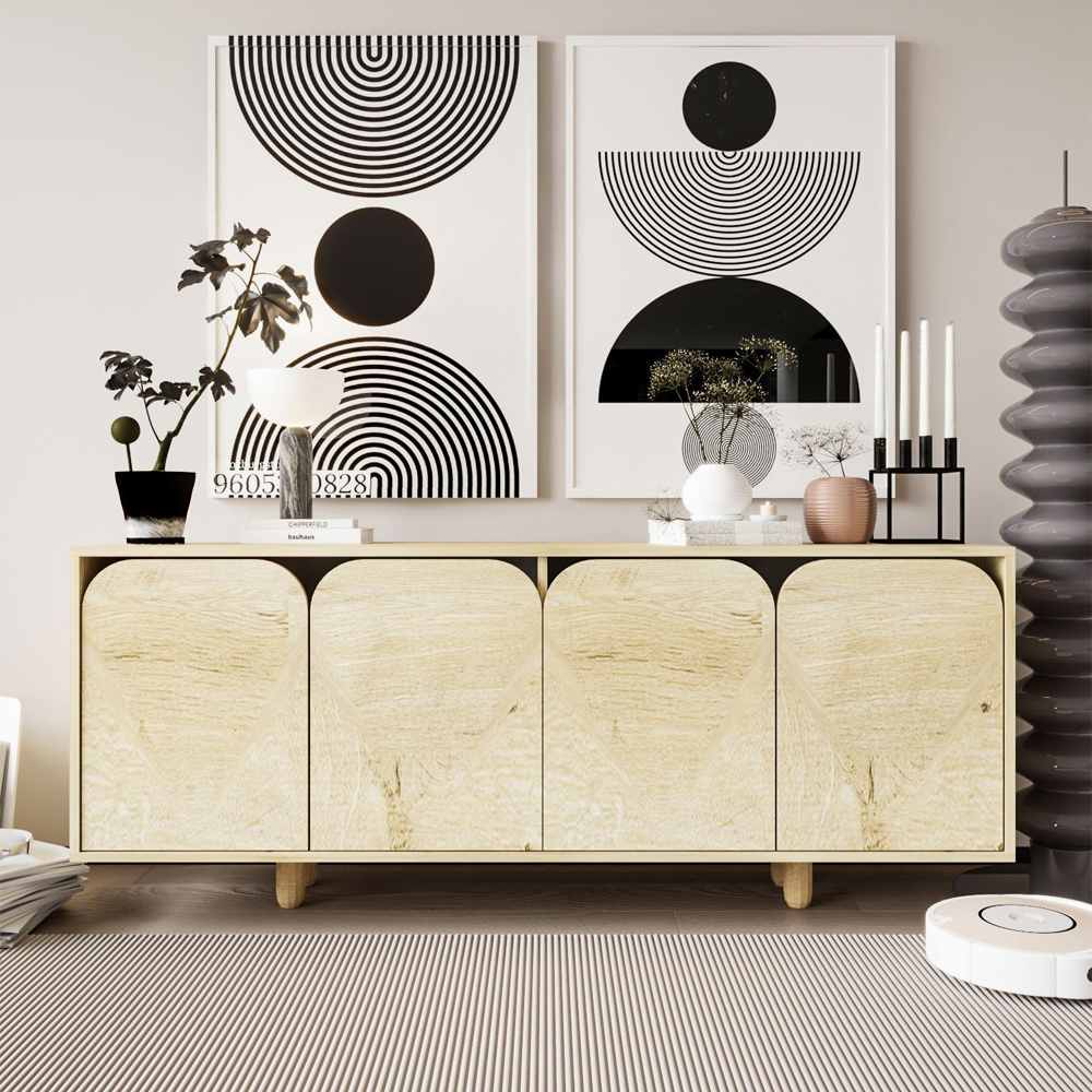 Lazio Wooden Sideboard with 4 Doors in Sapphire Oak