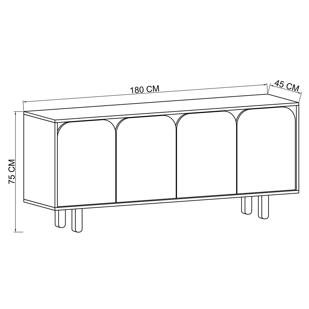 Lazio Wooden Sideboard with 4 Doors in Sapphire Oak