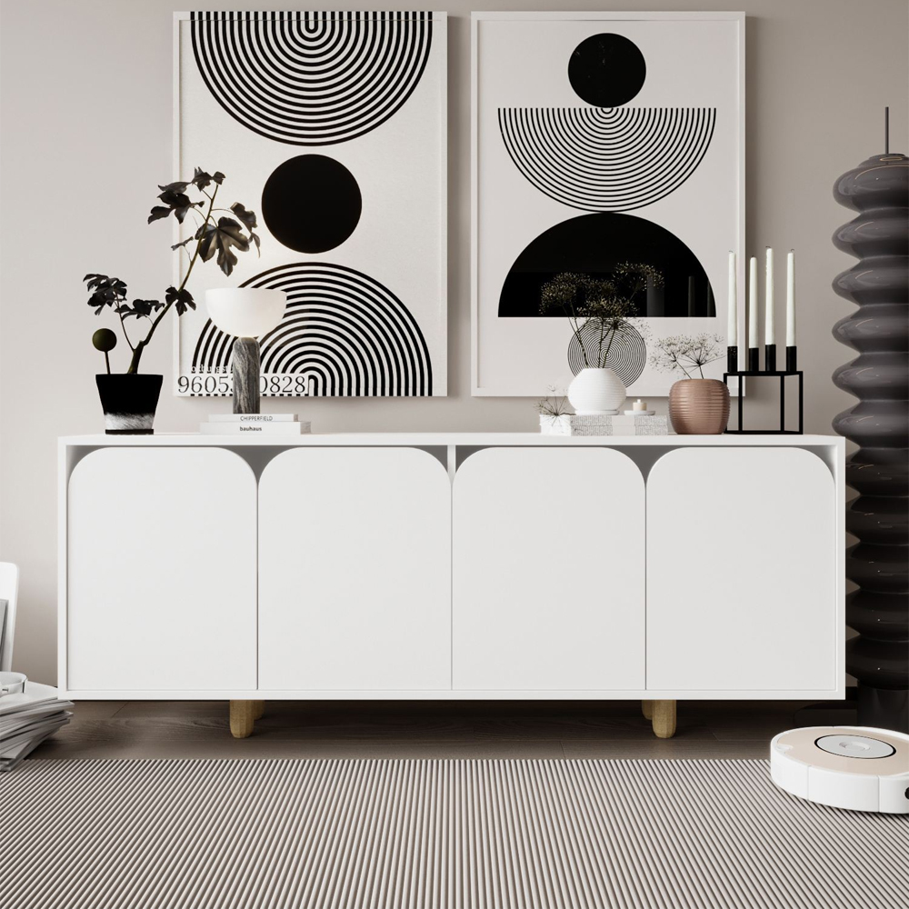 Lazio Wooden Sideboard with 4 Doors in White