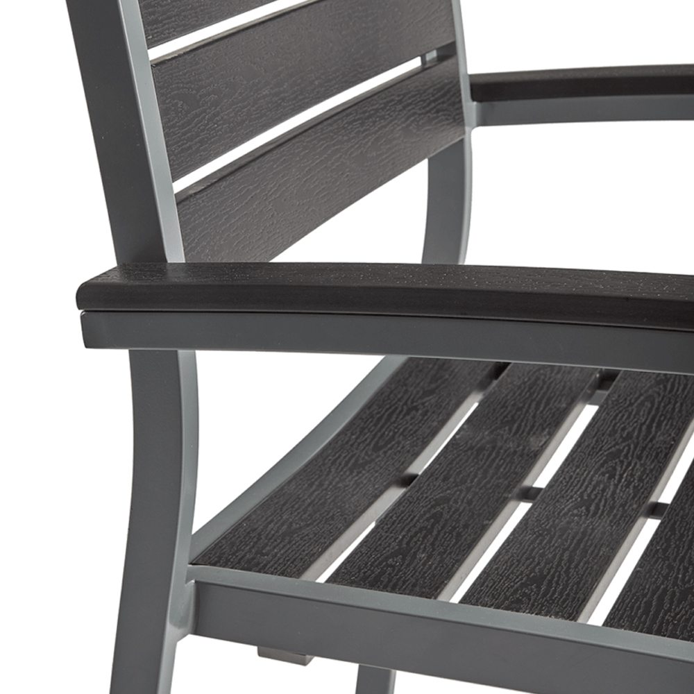 Lazzaretto Aluminium Outdoor Armchair With Grey Frame In Black