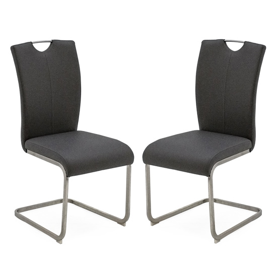 Lazzaro Grey Faux Leather Dining Chairs In Pair Furniture in Fashion