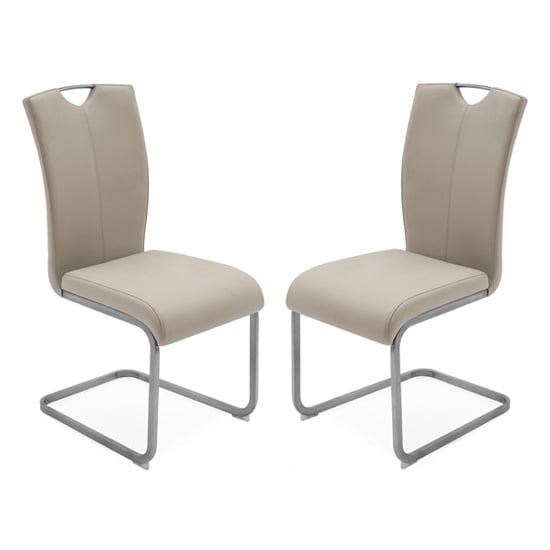 Lazzaro Taupe Faux Leather Dining Chairs In Pair Furniture in Fashion