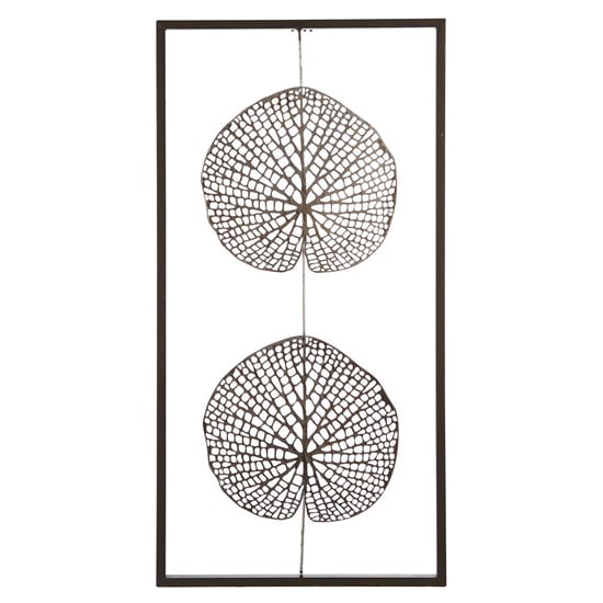 Read more about Leaf metal wall art in brown and silver