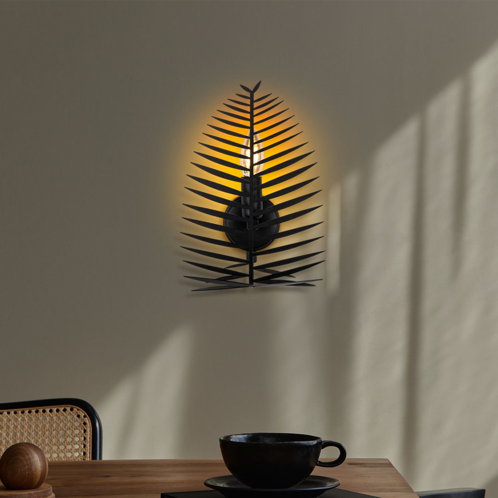 Leaf Metal Wall Light in Black