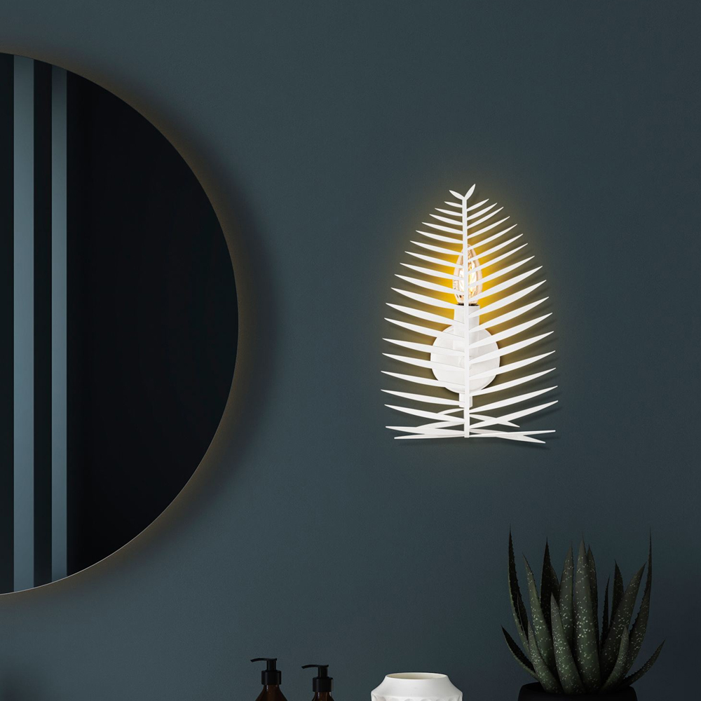 Leaf Metal Wall Light in White