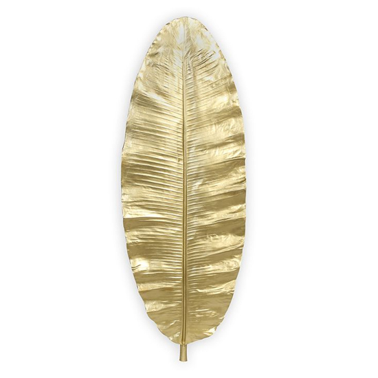 Product photograph of Leaf Poly And Fiberglass Wall Art In Gold from Furniture in Fashion