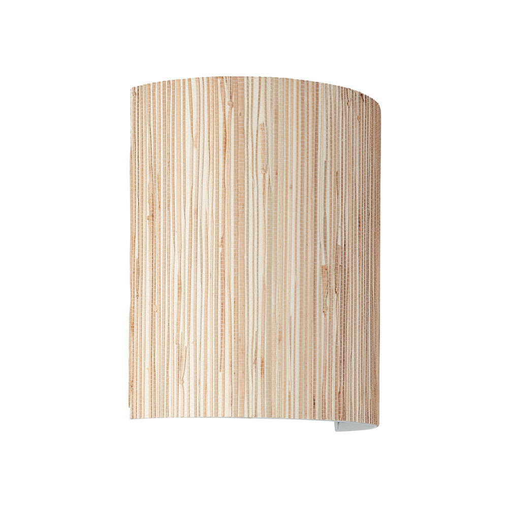 Leander Natural Seagrass Drum Shade Wall Light In Matt Black